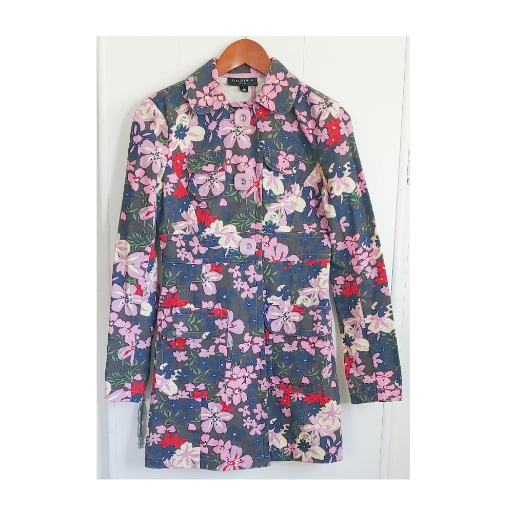 Floral Printed Canvas Coat